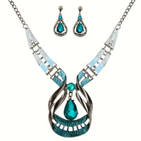 Geometry Fashion Metal Jewelry Set Necklace Earring For Woman New Boho Maxi Statement Collar Jewelry Necklace