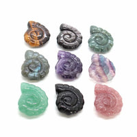 Crystal Stone Carved Spiral Pendants For Women Necklace DIY Amethyst Rose Quartz Labradorite Fluorite Agate Pendant Man Jewelry