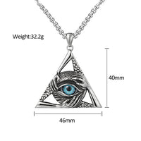 Gothic Vintage Evil Eye Pendant For Men Stainless Steel Punk Hip Hop Fashion Triangle Necklace Unique Amulet Jewelry Wholesale