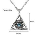 Gothic Vintage Evil Eye Pendant For Men Stainless Steel Punk Hip Hop Fashion Triangle Necklace Unique Amulet Jewelry Wholesale