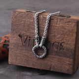 Nordic viking rune with Open Round Clasp pendant necklace stainless steel chain with wood box
