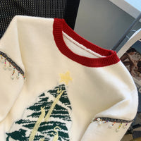 Christma Tree Knit Sweater Pullover Women Fashion Loose Casual Ladies Tops 2023 Winter Long Sleeve O-neck Knitwear Jumpers