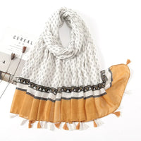 Ethnic Printed Cotton Hijab Viscose Tassels Scarf For Muslim Woman Hijabs Shawls Lady Soft Long Wraps Islim Headband Turban