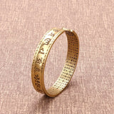 Vintage Buddhist Heart Sutra Cuff Bracelets Men's Six Character True Word Adjustable Bangles Religious Wish Talisman Jewelry
