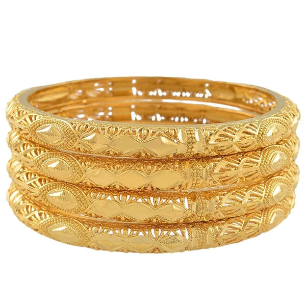 Anniyo 4PCS/Lot Ethiopian Bride Bangle for Women Gold Color Wholesale Dubai Bracelet African Arab Jewelry Fancy  @086106