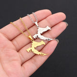 2024 New fashion stainless steel Croatia map and city necklace men's and women's geometric ethnic style collarbone chain anniver