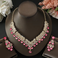 Ladies' Fashion Design Crown Necklace Earrings Jewelry Set Suitable for Wedding, Party, Festival Gifts