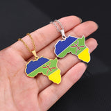 2024 New fashion stainless steel Africa map Berber necklace for men and women geometric titanium steel pendant ethnic style coll