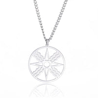 EUEAVAN Assyrian Star Necklace Stainless Steel Sun God Shamash Symbol Pendant Necklaces for Men Protection Amulet Jewelry Gifts