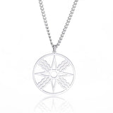 EUEAVAN Assyrian Star Necklace Stainless Steel Sun God Shamash Symbol Pendant Necklaces for Men Protection Amulet Jewelry Gifts