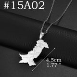 Anniyo India Pakistan Bangladesh Map Pendant Necklaces for Women Stainless Steel Jewelry #518462