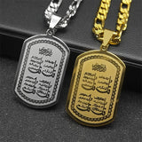 Stainless Steel Islam Allah Quran Necklaces for Women Men Gold Color Choker Necklace Geometry Jewelry Hip Hop Party Gift