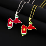 2024 new fashion stainless steel French Guadeloupe map flag pendant necklace temperament everything collarbone chain birthday an