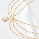 2024 Trend Bohemian Style Fashion Droplets Shine Rhinestone Headwear Wedding Bride Hair Chain And Ornamental Chain