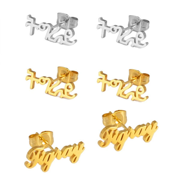 Anniyo Ethiopia Tigray Stud Earrings Stainless Steel Jewelry for Women Girls @235521