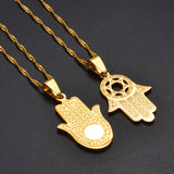 Anniyo Hamsa Hand Pendant Necklaces for Women Girl Men Arab Middle East Palm Shaped Ethnic Jewelry @276821
