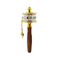 Hand Cranking Tibetan Prayer Wheel Double Bearing Colourful Turn Praying Instrument Rotatable Spinning Drum Religious Ornament
