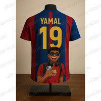 Yamal #19 Cartoon Portrait Football Tee – Anime Style Special Design Soccer Shirt, Breathable Oversized Fanwear