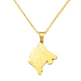 Anniyo Montenegro Map With Cities Name Pendant Necklaces for Women Men Jewelry Stainless Steel Chain #324001