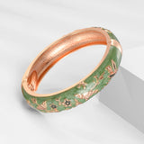 Cloisonne Bracelet For Women Floral Viking Bangle On Hand Enamel Women's Bracelets Green Hawaiian India African Jewelry Alloy