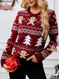 Fairyshely 2025 Autumn Winter Halloween Knitted Sweater Women Casual Print Knit Pullover Top Lady Long Sleeve O Neck Jumper