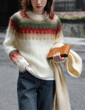 Christmas Red Sweater 2025 Autumn and Winter New Lazy Wind Thick Retro Design Knitted Pullover Winter Clothes Women