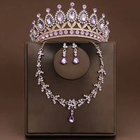 4 Pcs/Set Baroque Rhinestone Bridal Jewelry Set for Brides Wedding Headpieces Ladies Event Evening Ball Accessories