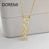 DOREMI Customized Letters Charm Name Necklace Big Letter Title Pendant Custom Initial Vertical Drop Name Necklace