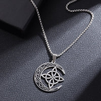 Exquisite Stainless Steel Pattern Witch Knot Pendant Necklace Celtic Knot Lucky Jewelry Christmas Gift for Friends and Family