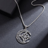 Exquisite Stainless Steel Pattern Witch Knot Pendant Necklace Celtic Knot Lucky Jewelry Christmas Gift for Friends and Family