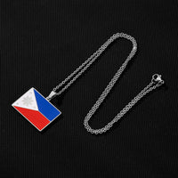2024 New fashion stainless steel Philippine flag necklace for men and women geometric ethnic style collarbone chain anniversary