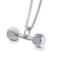 FIREBROS 2025 New Stainless Steel Vintage Gym Fitness Dumbbel Pendant Necklace Men Women Hiphop Rock Jewelry Gift Dropshipping