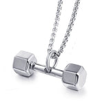 FIREBROS 2025 New Stainless Steel Vintage Gym Fitness Dumbbel Pendant Necklace Men Women Hiphop Rock Jewelry Gift Dropshipping