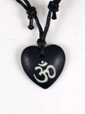 AUM OM Ohm Hindu Buddhist Hinduism Yoga India yak bone Carving Pendant Necklace Amulet Lucky Gift Tribal Fashion Jewelry