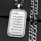 Islam Religious Muslim Rhinestones Pendant Necklace for Women Men Stainless Steel Gold Color Arabic Quran Medal Chain Jewelry