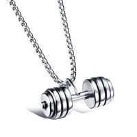 FIREBROS 2025 New Stainless Steel Vintage Gym Fitness Dumbbel Pendant Necklace Men Women Hiphop Rock Jewelry Gift Dropshipping