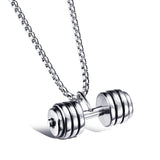 FIREBROS 2025 New Stainless Steel Vintage Gym Fitness Dumbbel Pendant Necklace Men Women Hiphop Rock Jewelry Gift Dropshipping