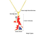 2024 New fashion stainless steel United Kingdom of Great Britain and Northern Ireland map Necklace for women and men couples Eth