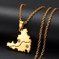 Anniyo NEW Sint Maarten and Saint-Martin Island Pendant Necklaces for Women Men Saint Martin SXM Jewelry Rhinestone #311101