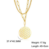 Skyrim Flower of Life Overlapping Six Ring Pendant Stainless Steel Necklace Women's Fashion Holy Mandala Talisman Jewelry Gift