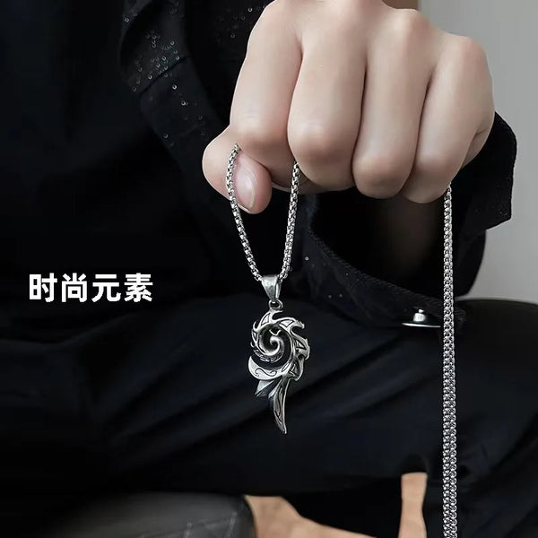 Korean hip hop Necklace female ins Phoenix flame pendant men's fashion personality titanium steel pendant punk disco accessories