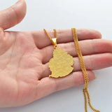 Anniyo 3.5CM Mauritius Map Pendant Necklaces Women Men,Gold Color Mauritius African Jewelry @201421