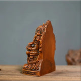 4.5" Boxwood Carved Hindu Elephant God Statue Ganesha Ganesh Figure Shrine Decor