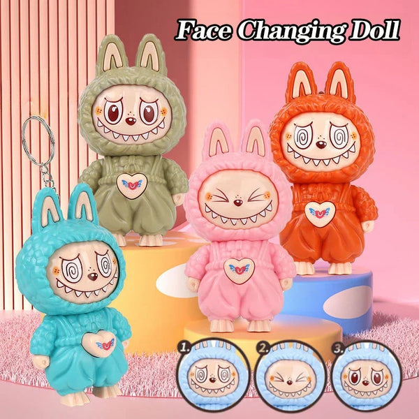 Face Changing Keychain Fun Backbag Ornament Hanging Decoration Kawai Surprise Gifts Creative Cartoon Anime Car Keyring Decor