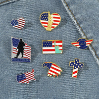 American Flag Series Brooch Flag Cross Metal Enamel Badge Clothing Backpack Lapel Pin Jewelry Accessories Gift
