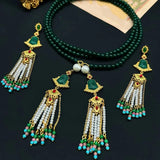 New Chinese tassel pearl earrings medieval national wind totem court necklace set