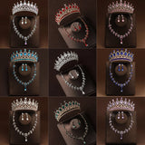 4 Pcs/Set Baroque Rhinestone Bridal Jewelry Set for Brides Wedding Headpieces Ladies Event Evening Ball Accessories