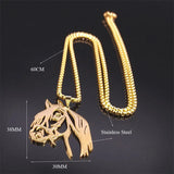 Horse Head Pendant Necklace for Women/Men Stainless Steel Animal Horse Accessories Chain Necklaces Jewelry colar masculino N2026