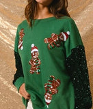 women's winter sweaters Sweatshirt sequined Christmas gingerbread cartoon pattern O-neck sequined long sleeved knitted pullover