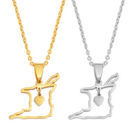 Anniyo 2CM Outline Heart Trinidad and Tobago Map Pendant Necklaces For Women Girls Trendy Ethnic Jewelry @365921